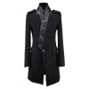 Men Long Trench Coat Gothic Stand Collar Woolen Gothic Slim Personalized Jacket